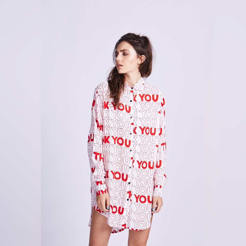 RARE Lazy Oaf Grocery Bag Print Shirt Dress